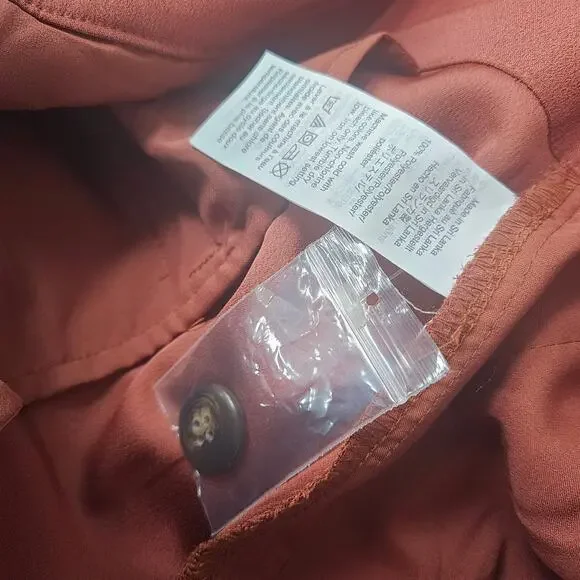 Madewell Drapey Paperbag Pants Size 16 Tall Burnt Clay - Picture 7 of 8